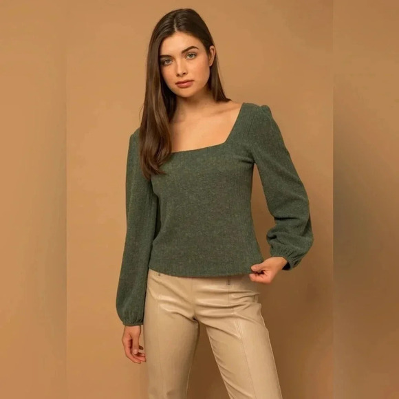 Gilli green ribbed Kristi Blouse SZ LG - Picture 1 of 6